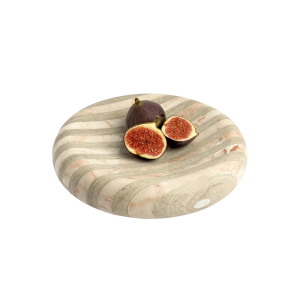 Plate for fruit or decoration — beige and pink natural marble