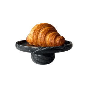 Cake stand 17 cm with lid — dark gray natural marble