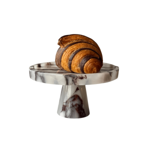 Striped cake stand 17 cm with lid — Carracatta Violet Marble & White Onyx