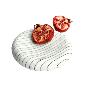 Plate for fruit or decoration — white and light gray natural marble